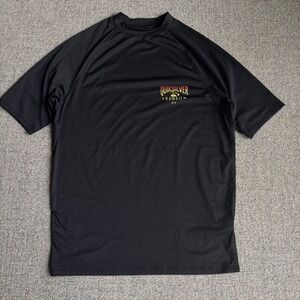 Quiksilver Rash Guard Mens XXL Black Hawaii Surfing Swim Shirt Short Sleeve Logo